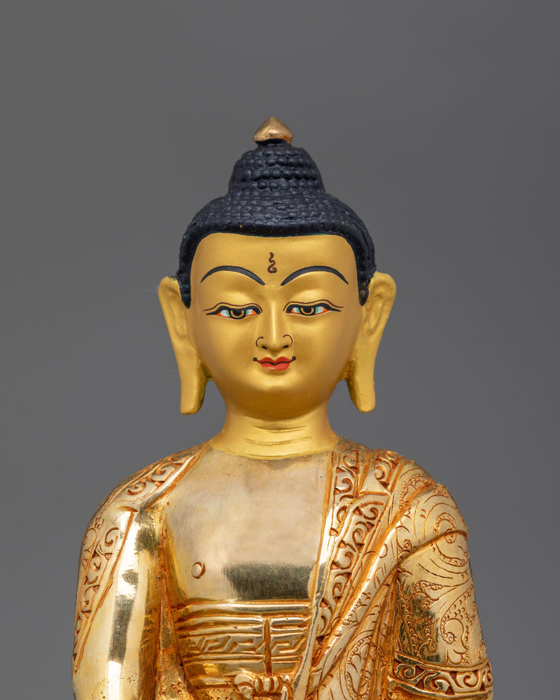 Handcrafted Enlightened Buddha Shakyamuni Statue | 24K Gold Gilded Artwork