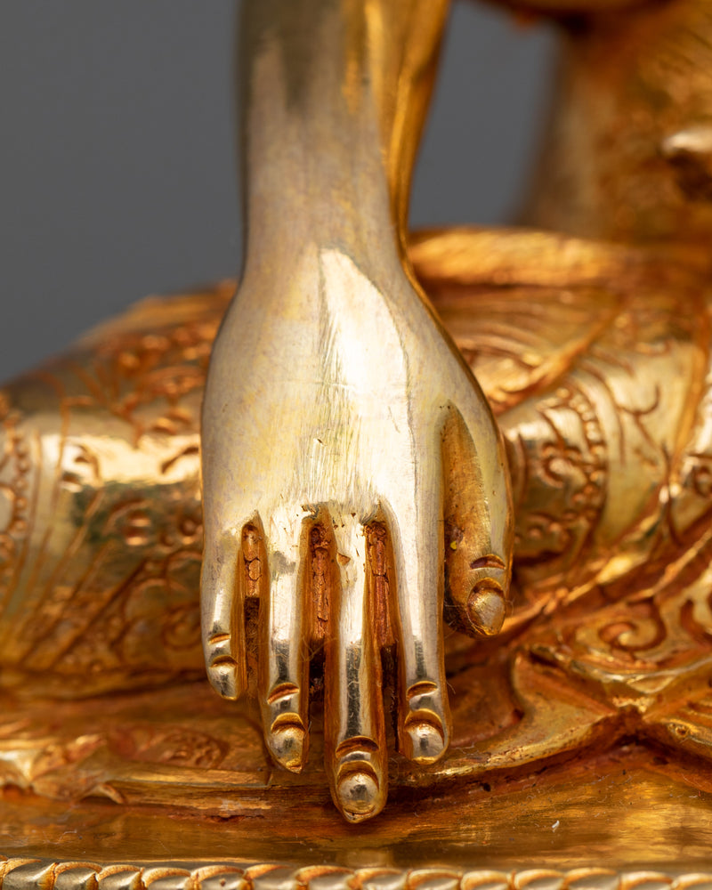 Handcrafted Enlightened Buddha Shakyamuni Statue | 24K Gold Gilded Artwork