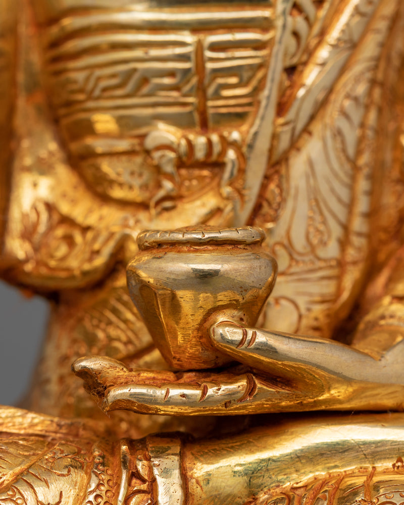 Handcrafted Enlightened Buddha Shakyamuni Statue | 24K Gold Gilded Artwork