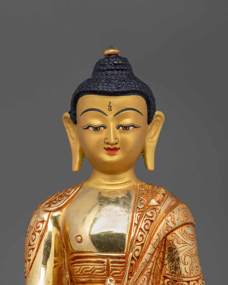 Bhaisajyaguru Peaceful Medicine Buddha Figurine | 24K Gold Gilded Healing Artwork