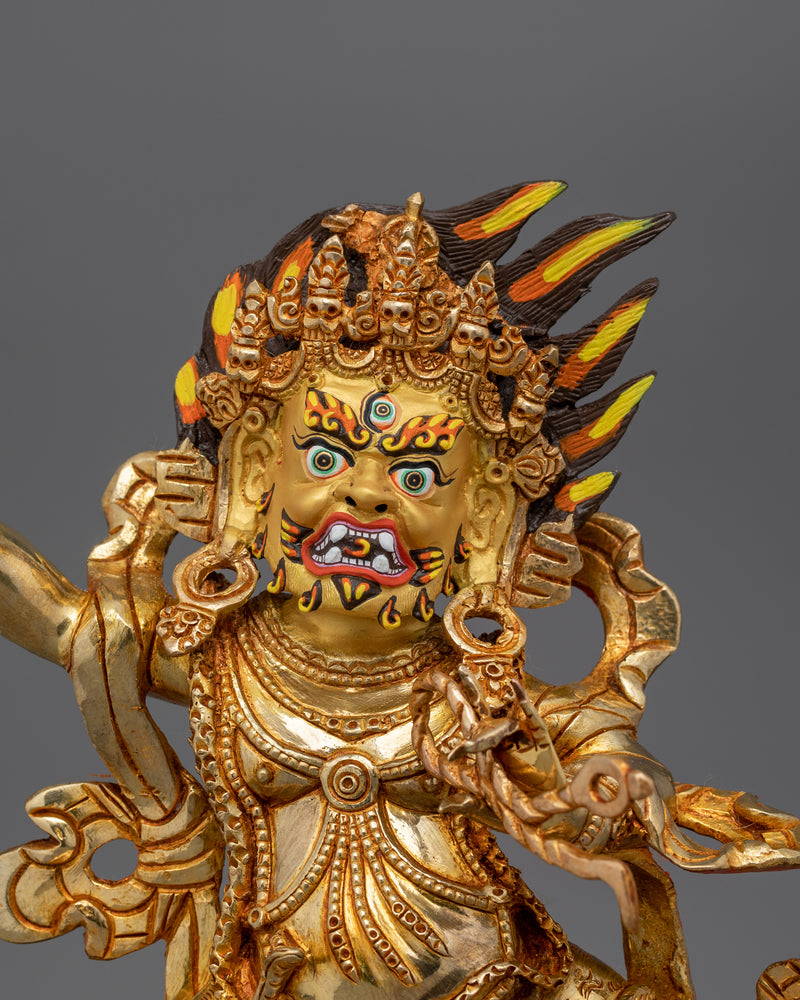 Handmade Vajrapani Statue for Shrine | 24K Gold Protector Deity Sculpture