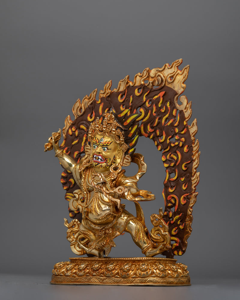 Handmade Vajrapani Statue for Shrine | 24K Gold Protector Deity Sculpture