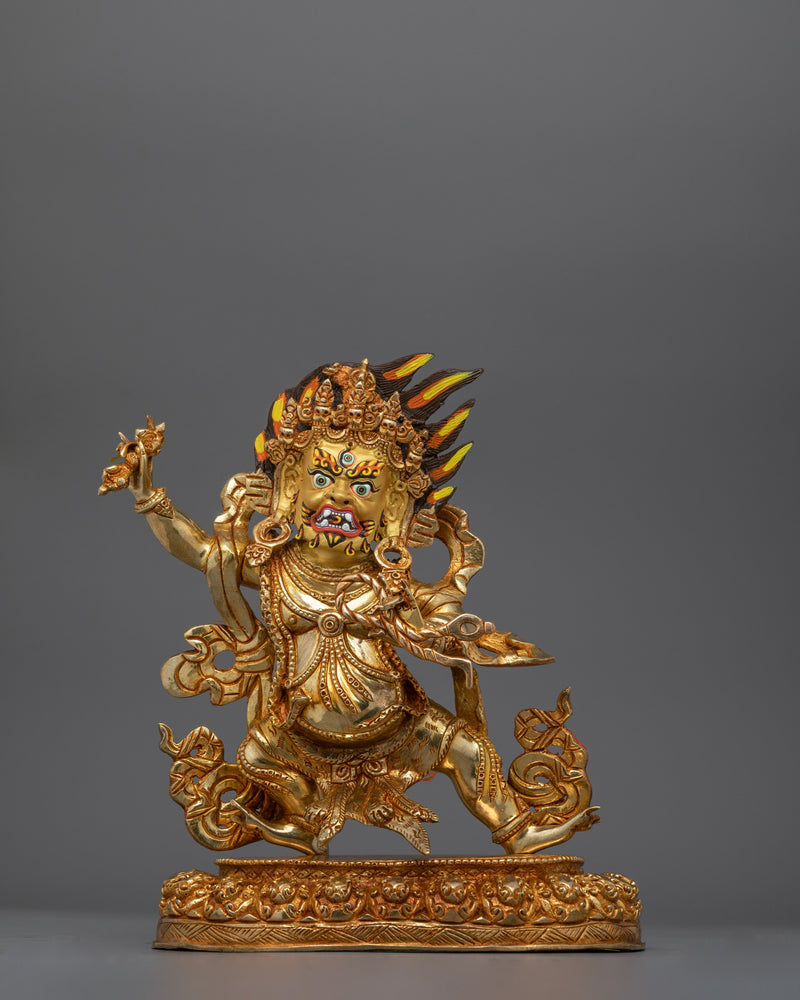 Handmade Vajrapani Statue for Shrine | 24K Gold Protector Deity Sculpture