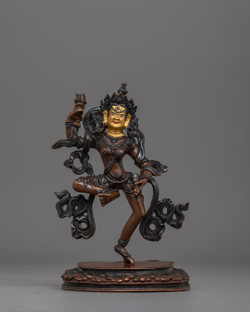 Handcrafted Machig Labdron Statue | Gold Painted Oxidized Copper Artwork