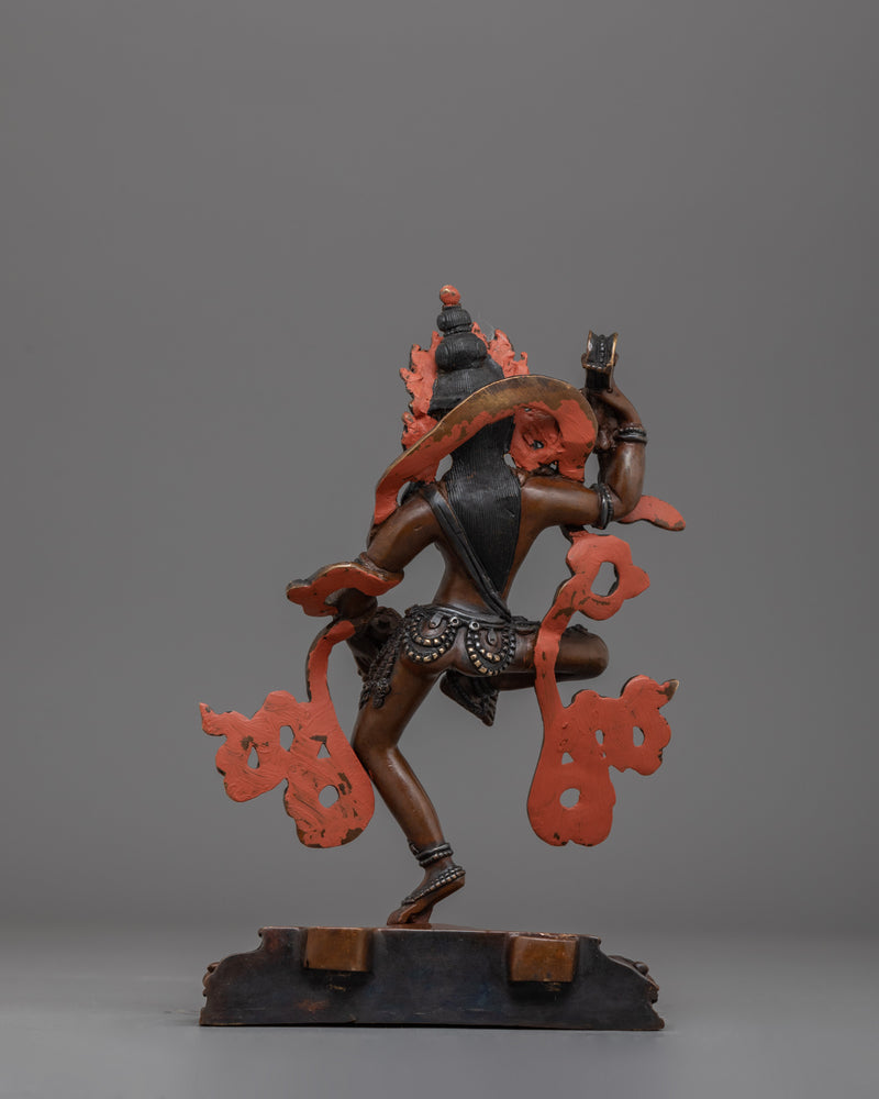 Handcrafted Machig Labdron Statue | Gold Painted Oxidized Copper Artwork