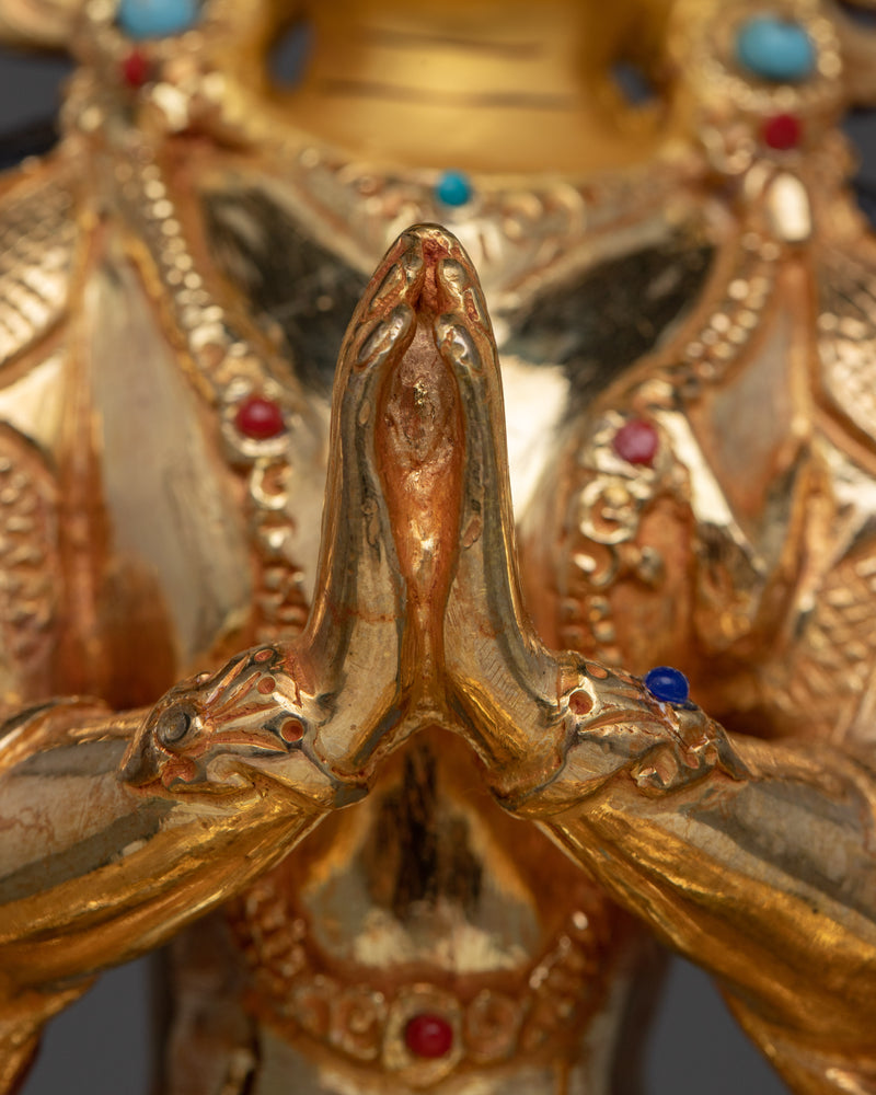 Compassionate Chenresig Dharma Buddha Statue | 24K Gold Gilded Artwork