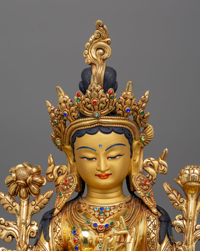 Prayer Green Tara Dharma Buddha Art | Arya Tara Mantra: Om Tare Tuttare Ture Soha