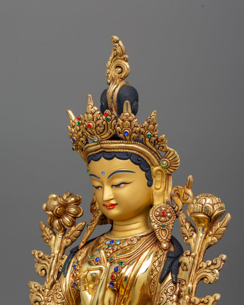 Prayer Green Tara Dharma Buddha Art | Arya Tara Mantra: Om Tare Tuttare Ture Soha