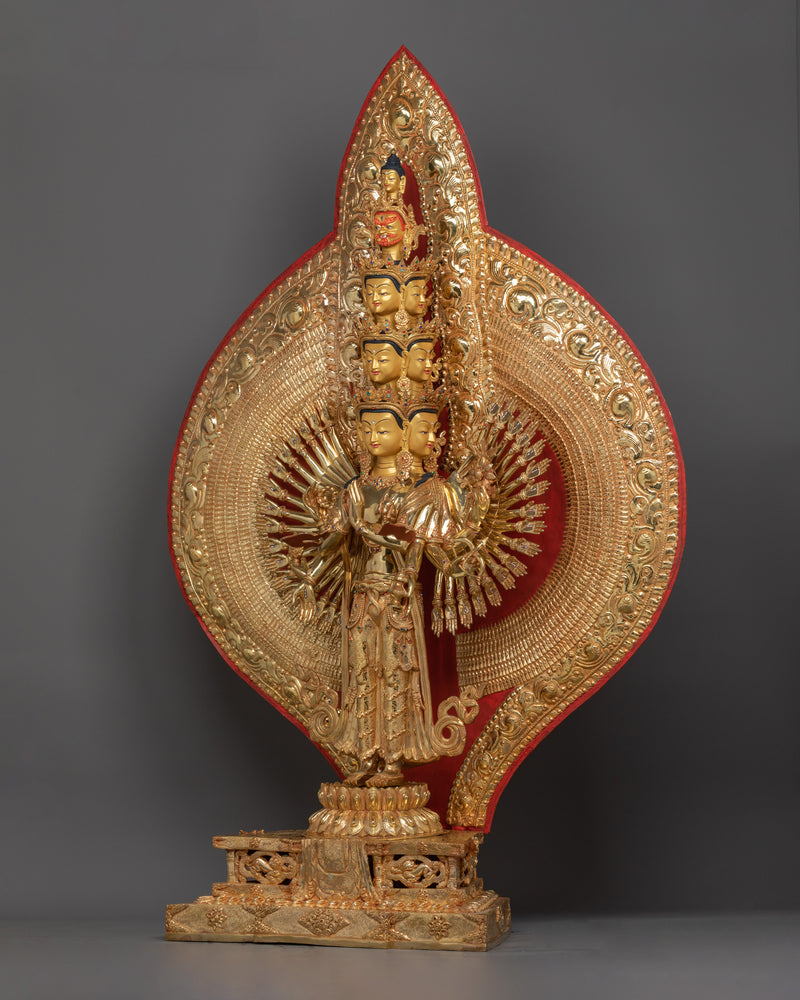 1000 Armed Chenresig Golden Statue | Bodhisattva Deity of Compassion Avalokiteshvara