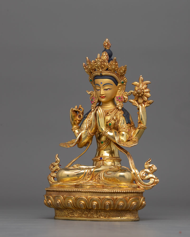 Four-Armed Chenrezig Guan Yin Figurine |  Sculpture of Compassion, Mercy, and Love