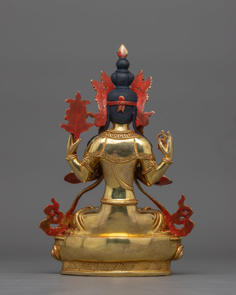 Four-Armed Chenrezig Guan Yin Figurine |  Sculpture of Compassion, Mercy, and Love