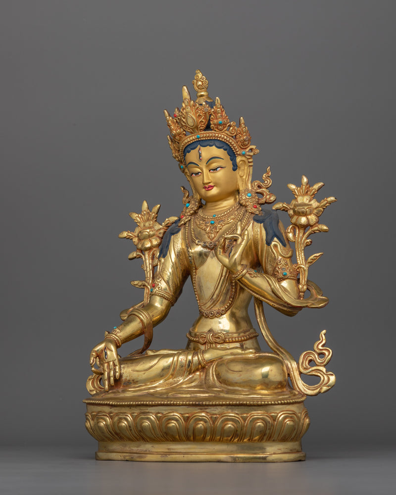 The Buddhist Feminine Deity White Tara Figurine | Tibetan Healing and Compassionate Deity