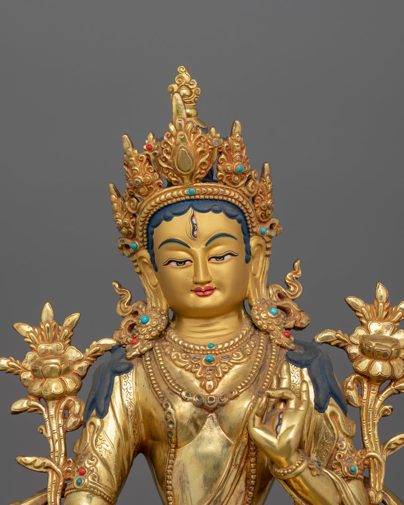 The Buddhist Feminine Deity White Tara Figurine | Tibetan Healing and Compassionate Deity