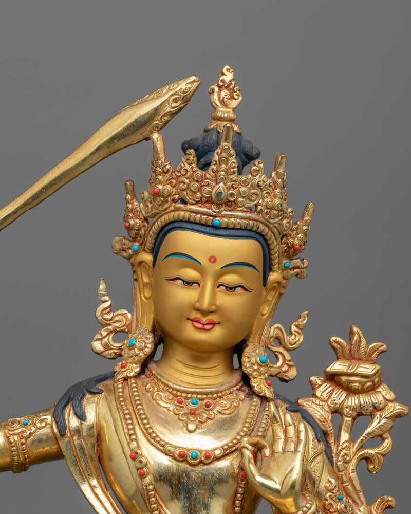 Manjushri Guardian of Spiritual Wisdom Sculpture | Perfect for Meditation and Spiritual Decor