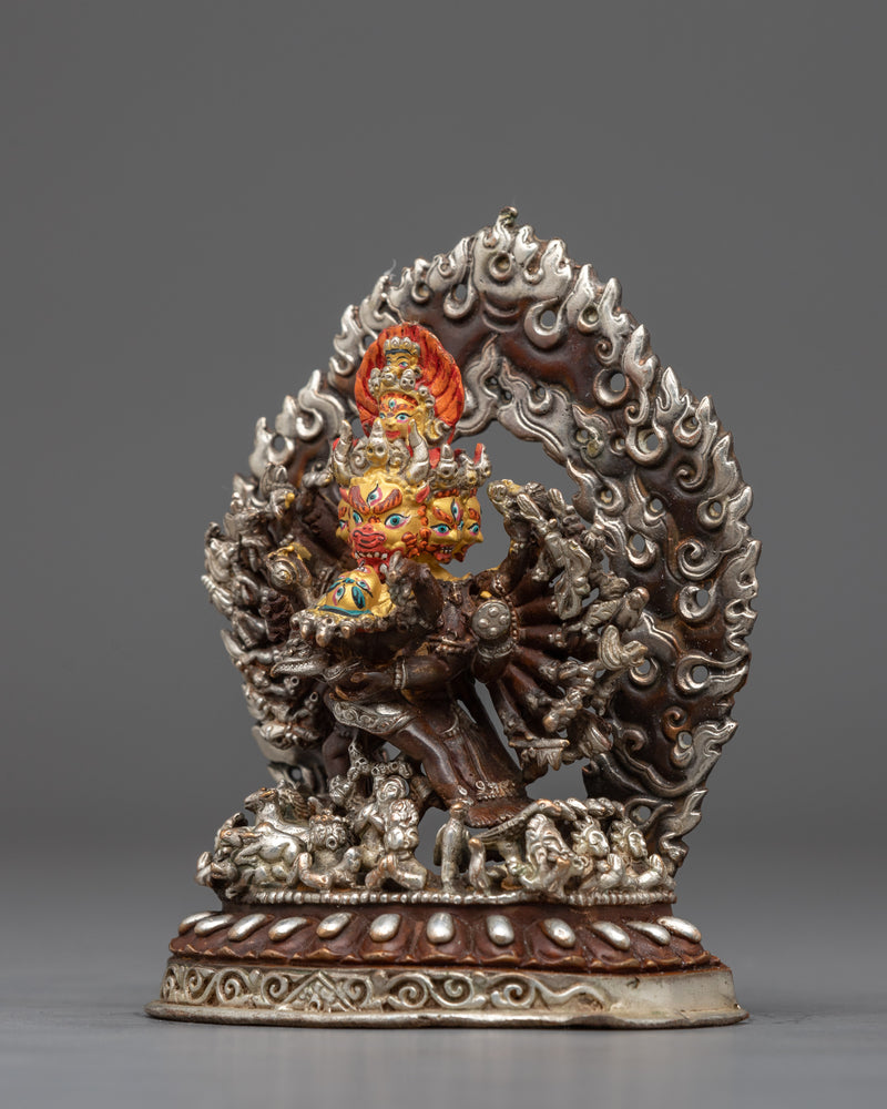 Miniature Yamantaka Sculpture with Companion | Himalayan Buddhist Destroyer of Death