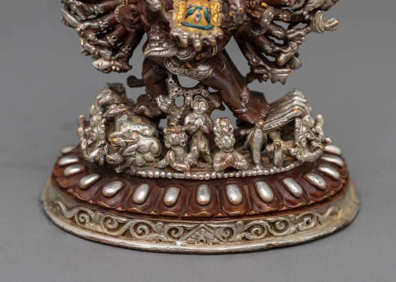 Miniature Yamantaka Sculpture with Companion | Himalayan Buddhist Destroyer of Death