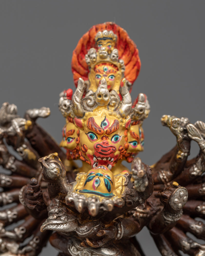 Miniature Yamantaka Sculpture with Companion | Himalayan Buddhist Destroyer of Death