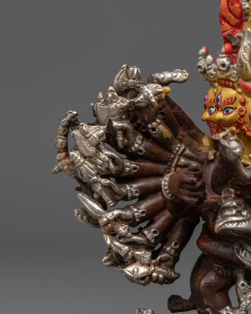 Miniature Yamantaka Sculpture with Companion | Himalayan Buddhist Destroyer of Death