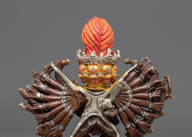 Miniature Yamantaka Sculpture with Companion | Himalayan Buddhist Destroyer of Death