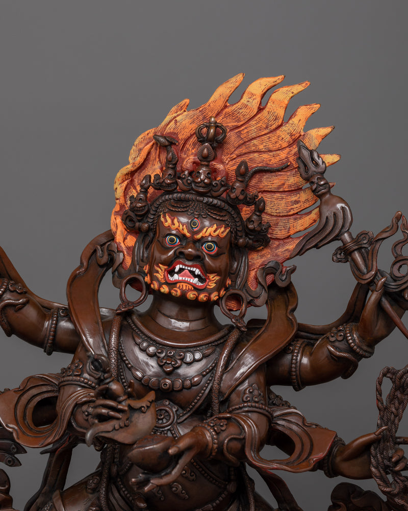 Six Armed Mahakala Wrathful Protector Deity | Powerful Tibetan Protector Deity for Spiritual Practice