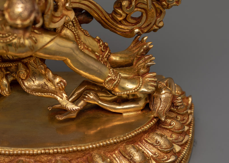 24K Gold Gilded Hayagriva Yidam Figure | Handcrafted Wrathful Protector