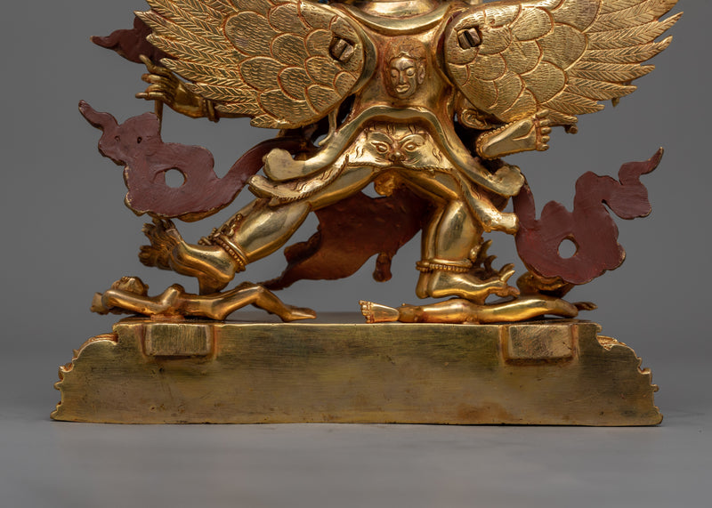 24K Gold Gilded Hayagriva Yidam Figure | Handcrafted Wrathful Protector