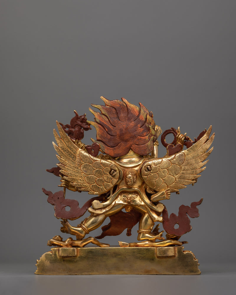 24K Gold Gilded Hayagriva Yidam Figure | Handcrafted Wrathful Protector