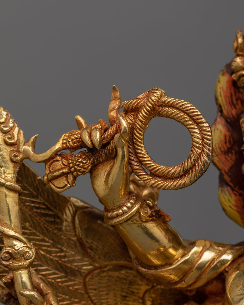 24K Gold Gilded Hayagriva Yidam Figure | Handcrafted Wrathful Protector