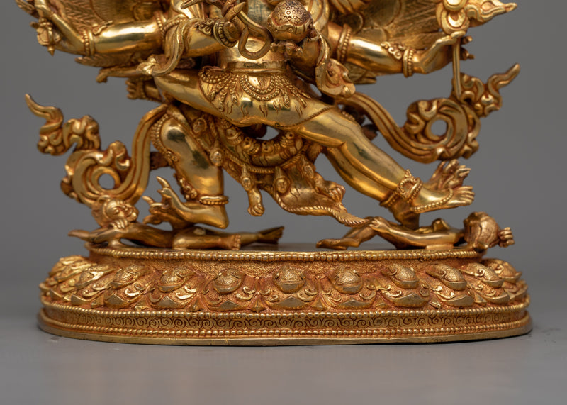 24K Gold Gilded Hayagriva Yidam Figure | Handcrafted Wrathful Protector