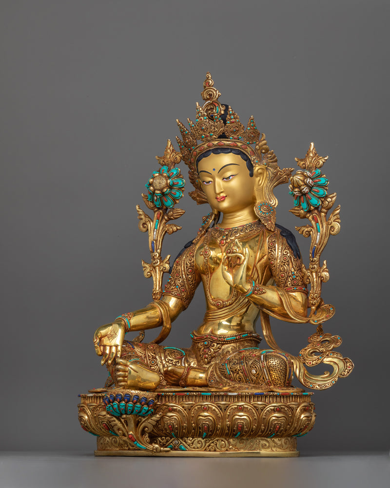 Goddess Green Tara Buddhist Art  Statue | The Lord and Refuge of The Three Realms