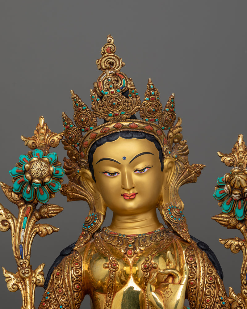 Goddess Green Tara Buddhist Art  Statue | The Lord and Refuge of The Three Realms