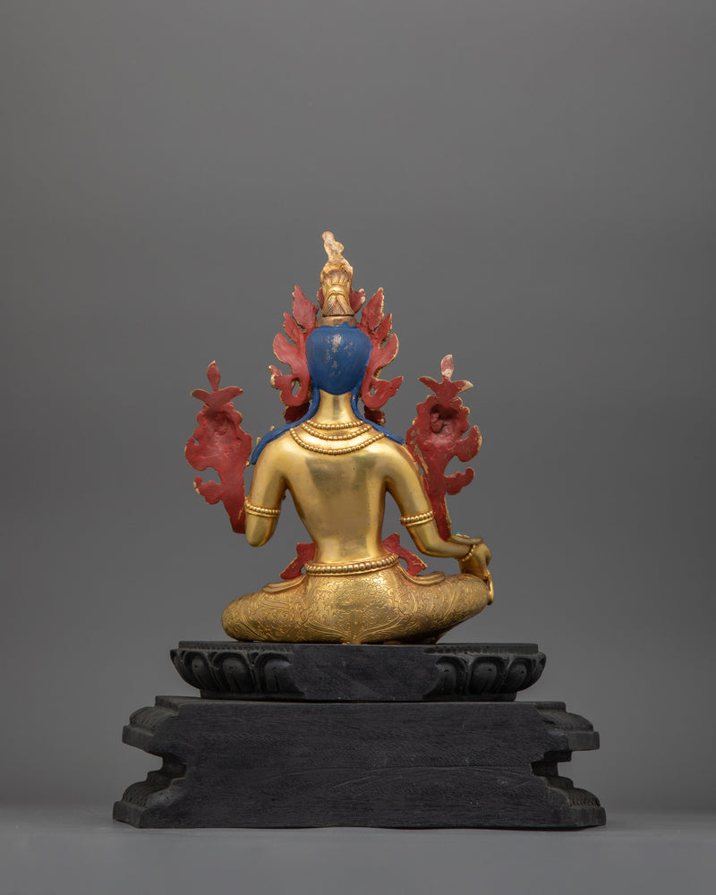 Enlightened Green Tara Guru Figurine of Compassion | Swift Liberator with Utpala Lotus