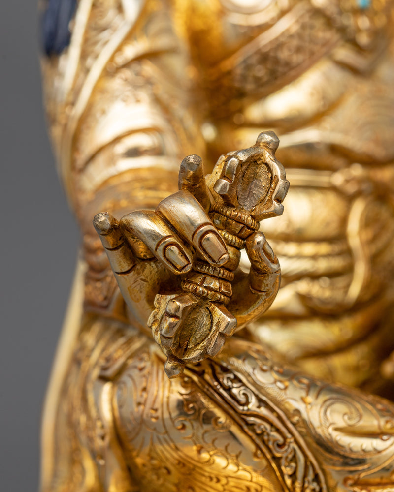 Guru Rinpoche Lotus-Born Tantric Master Statue | Handcrafted Gold Electroplated Artwork