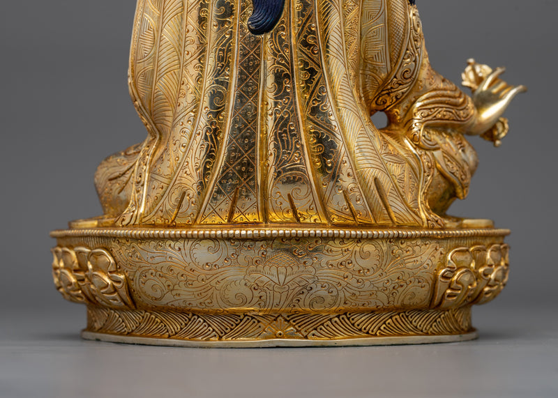 Guru Rinpoche Lotus-Born Tantric Master Statue | Handcrafted Gold Electroplated Artwork