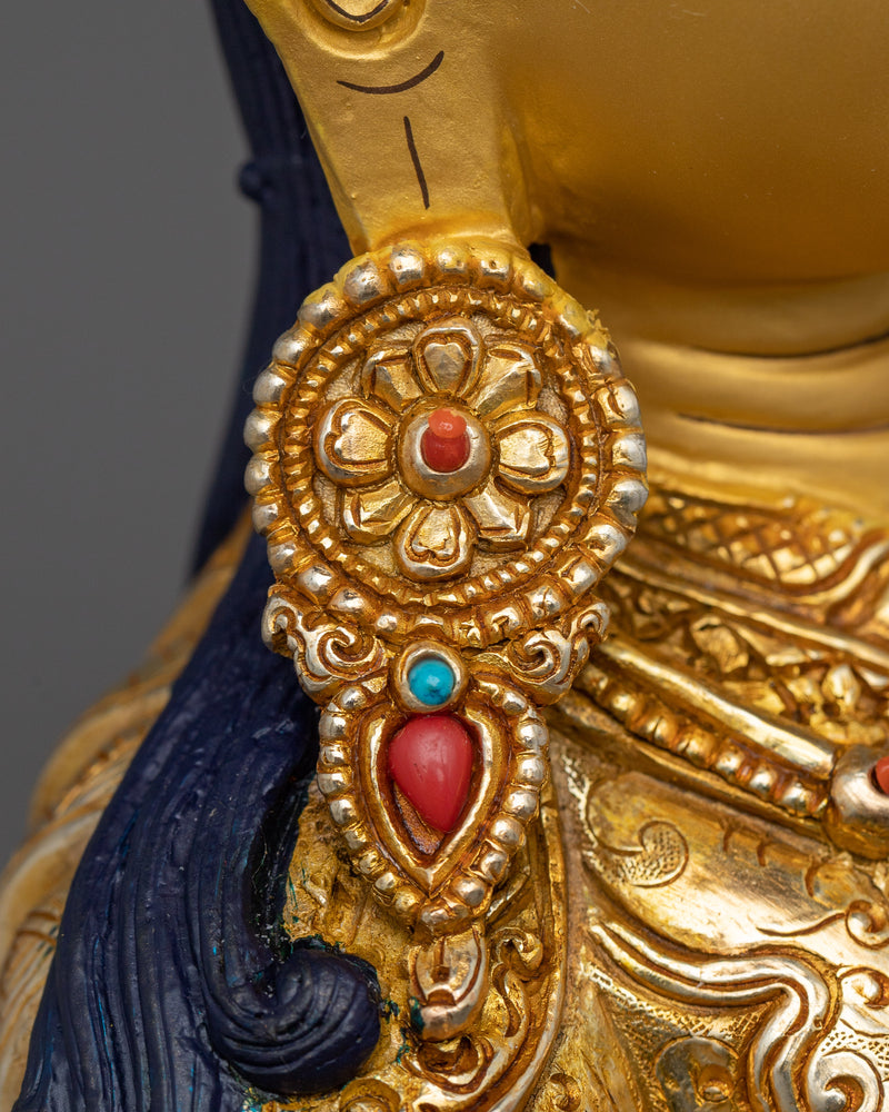 Guru Rinpoche Lotus-Born Tantric Master Statue | Handcrafted Gold Electroplated Artwork