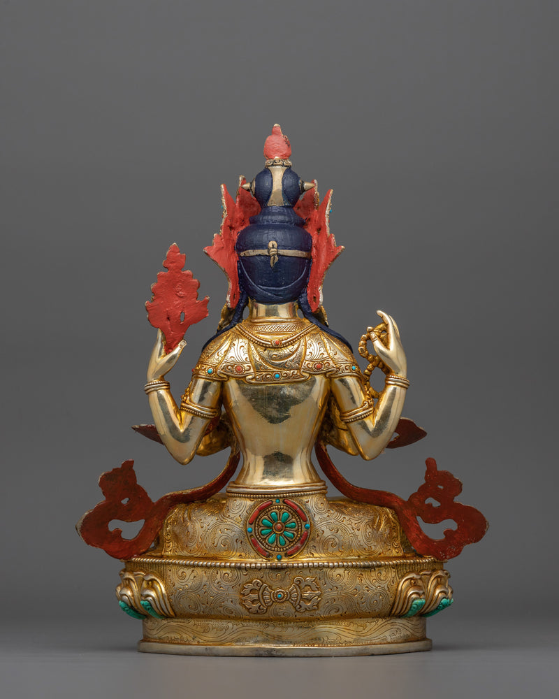 Chenrezig Handmade Buddhist Statue | Four-Armed Compassionate Bodhisattva