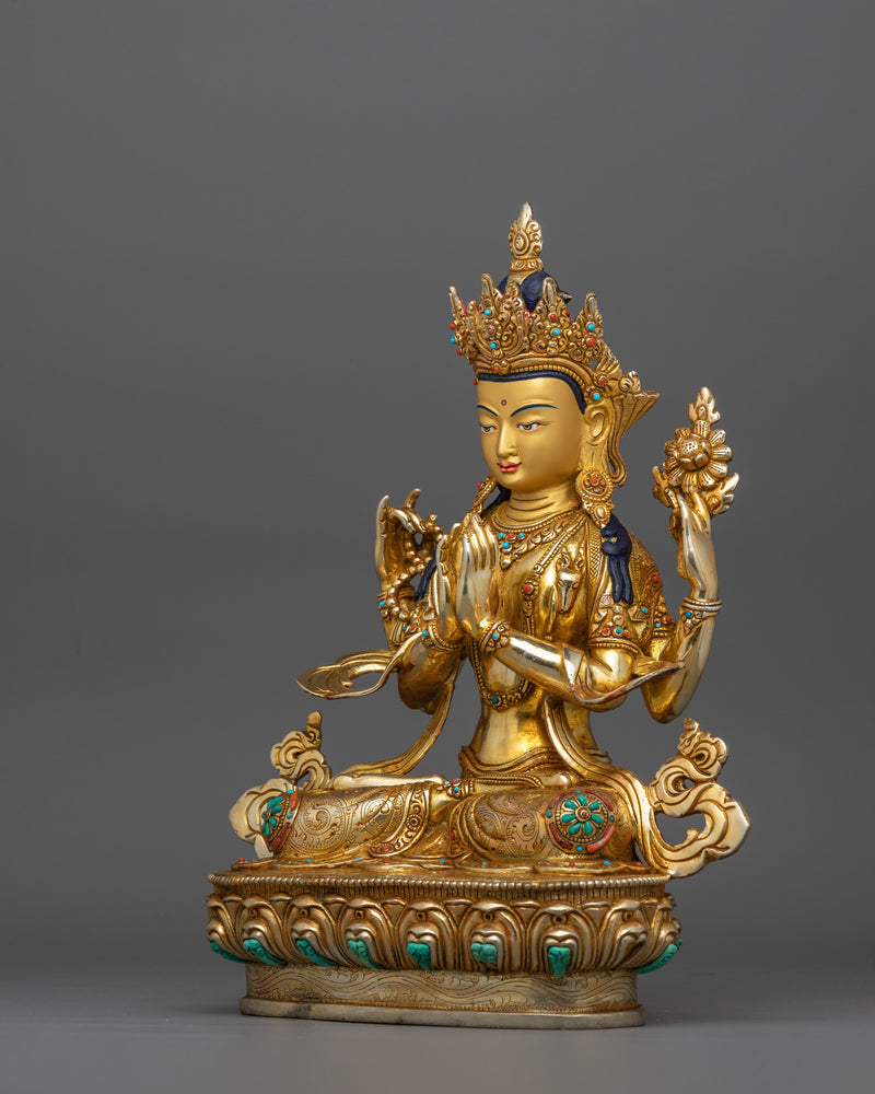 Chenrezig Handmade Buddhist Statue | Four-Armed Compassionate Bodhisattva