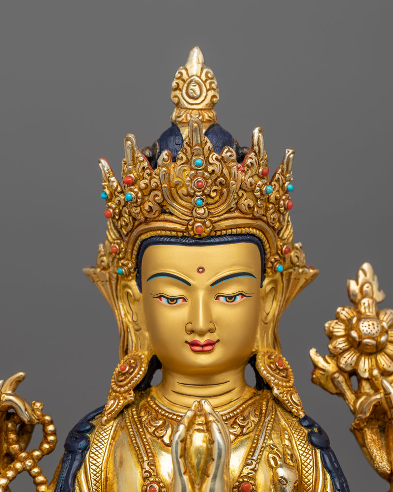 Chenrezig Handmade Buddhist Statue | Four-Armed Compassionate Bodhisattva