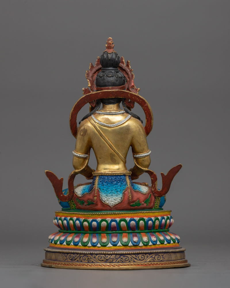 Antique Tibetan Buddhism Amitayus Statue | Enlightened Deity of Longevity