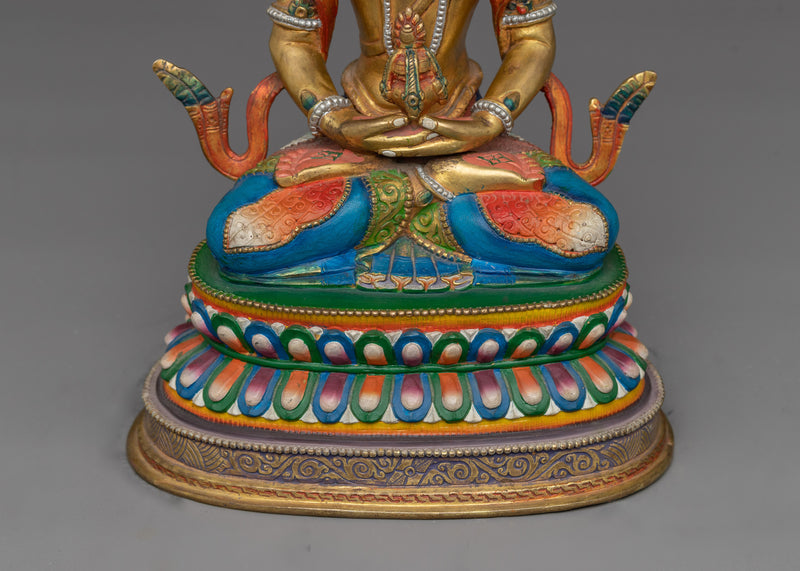 Antique Tibetan Buddhism Amitayus Statue | Enlightened Deity of Longevity