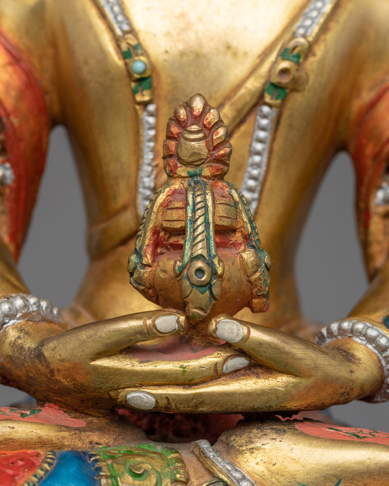 Antique Tibetan Buddhism Amitayus Statue | Enlightened Deity of Longevity