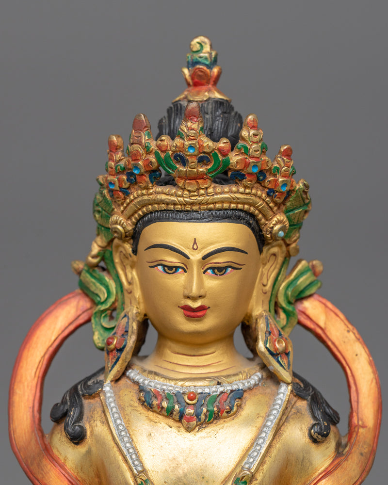 Antique Tibetan Buddhism Amitayus Statue | Enlightened Deity of Longevity