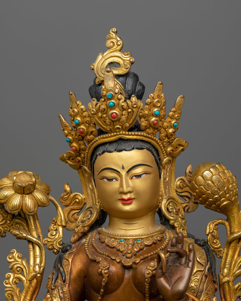 Green Tara Mother of Liberation Sculpture | Embodiment of Compassion and Generosity