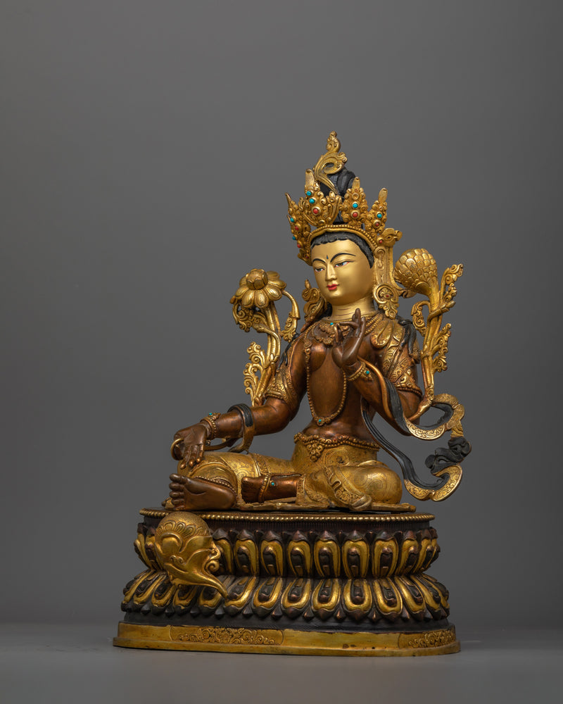 Green Tara Mother of Liberation Sculpture | Embodiment of Compassion and Generosity