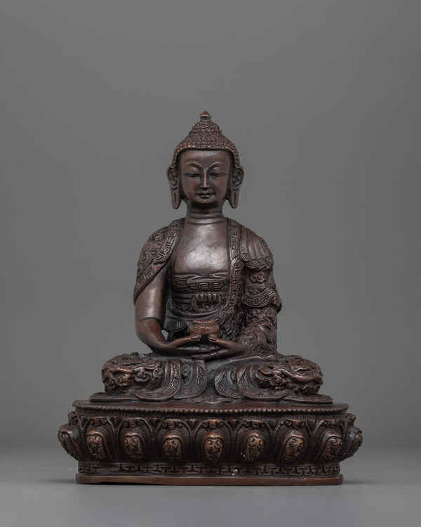 Holy Amitabha Oxidized Buddha Statue | Pure Land Buddhism Art