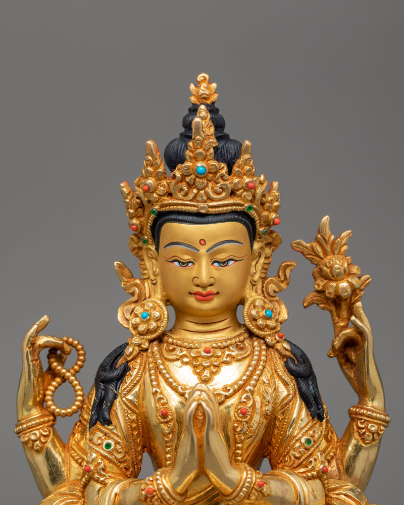 Himalayan Healing Deity Chenrezig Statue | Manifestation of Boundless Compassion