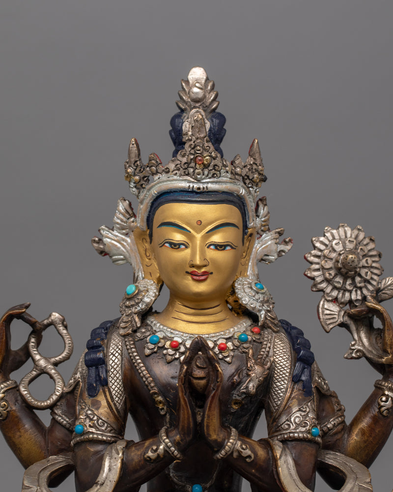 Himalayan Meditating Chenrezig Sculpture | Symbol of Compassion