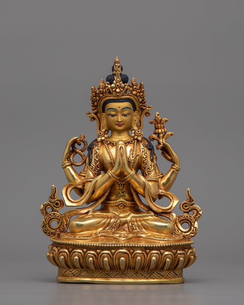 Chenrezig Four-Armed Compassion Deity Sculpture