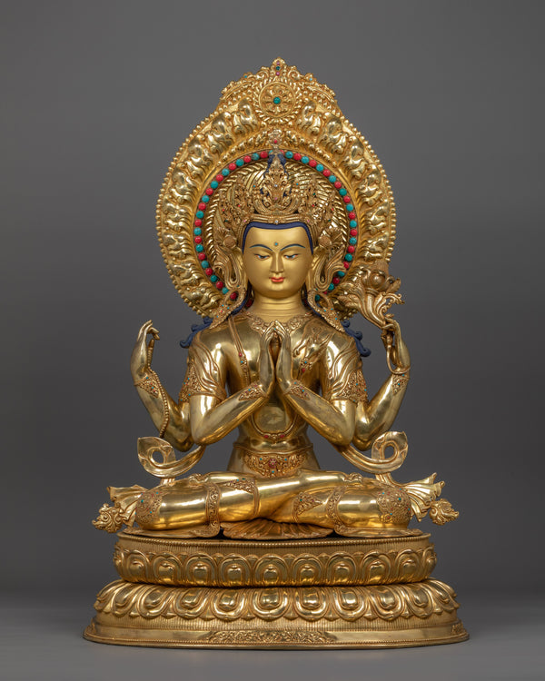 Compassion deity Chenrezig sculpture | Four Armed Deity