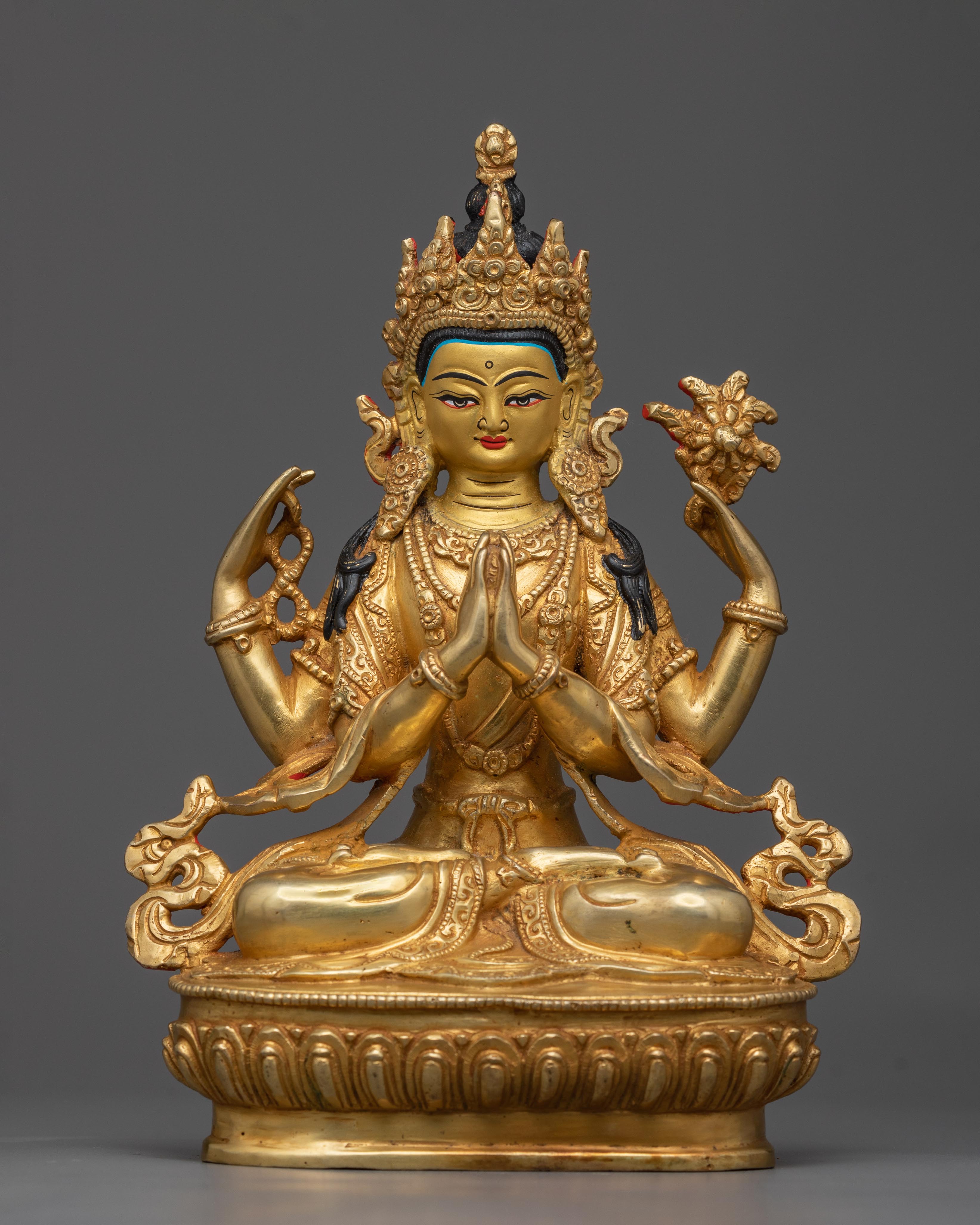 Avalokiteshvara Prayer Sculpture | Compassion Embodied